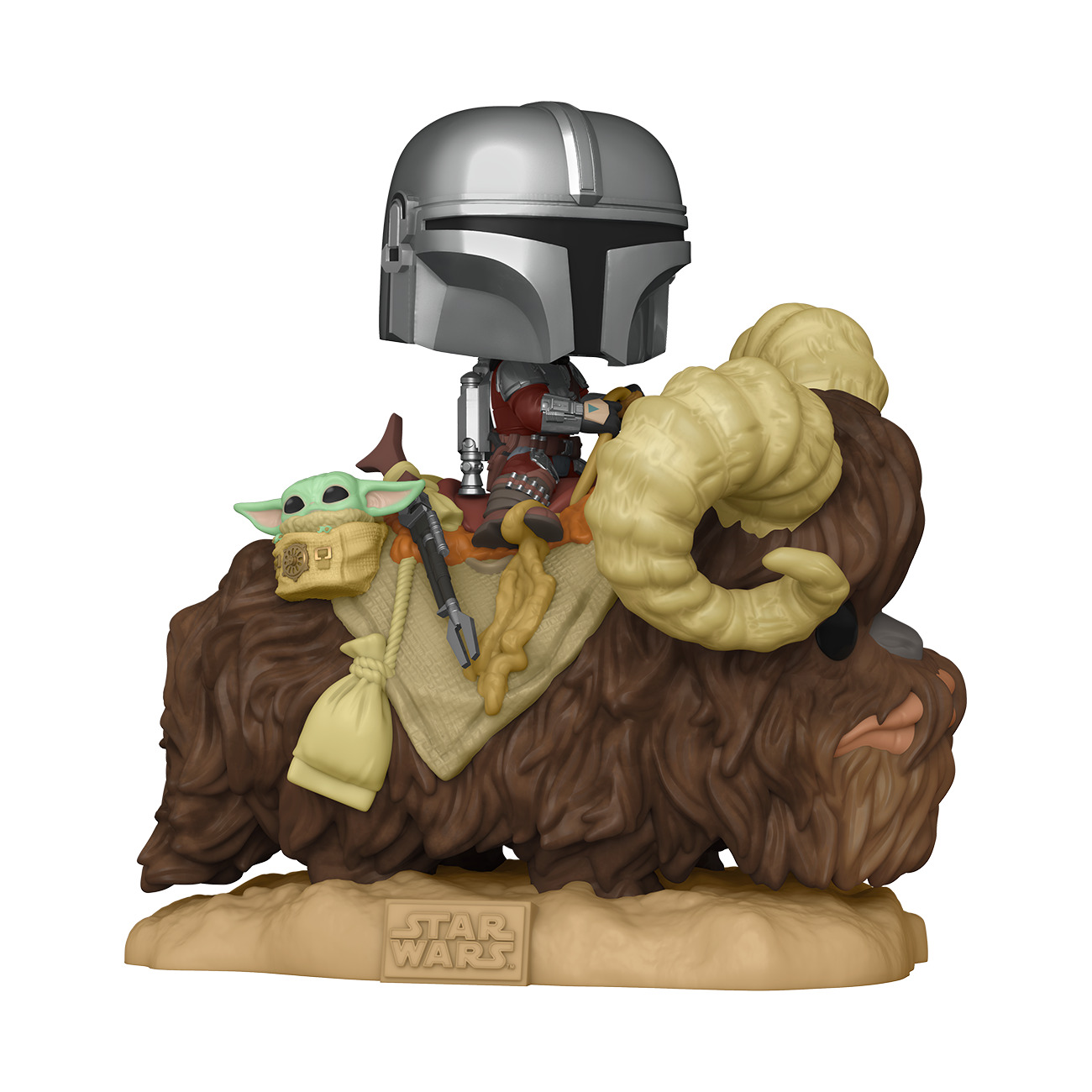 Figúrka Star Wars: The Mandalorian - Mando on Bantha with The Child in Bag (Funko POP! Star Wars 416)
