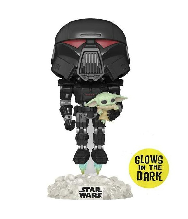 Figúrka Star Wars: The Mandalorian - Dark Trooper with Grogu Glow in the Dark (Funko POP! Star Wars 488)