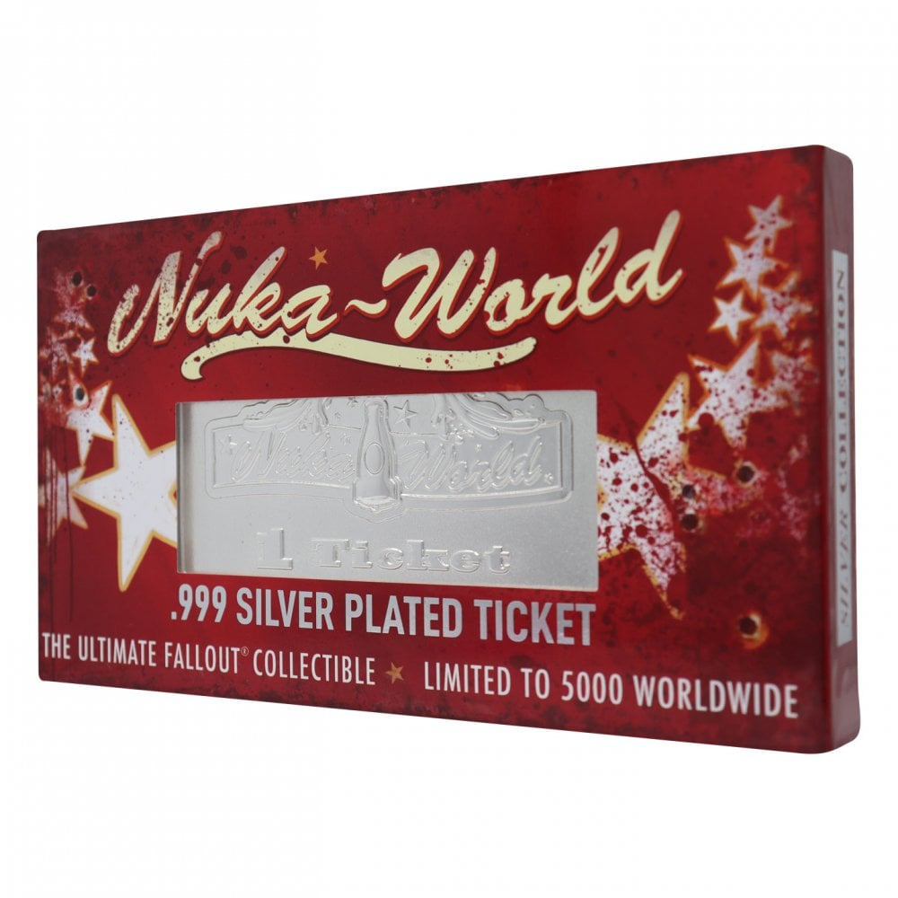 Zberateľská plaketka Fallout - Nuka World Ticket (postriebrená)