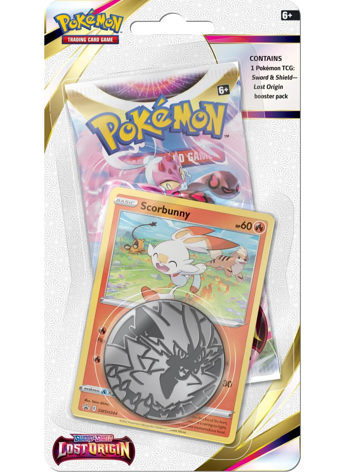Kartová hra Pokémon TCG: Sword & Shield Lost Origin - Checklane Blister booster (Scorbunny)