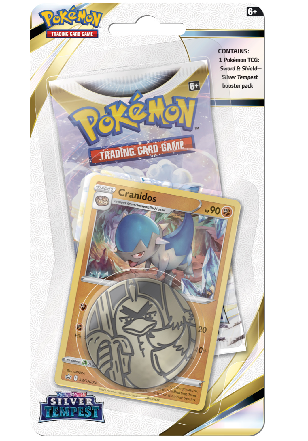 Kartová hra Pokémon TCG: Sword & Shield Silver Tempest - Checklane Blister booster (Cranidos)