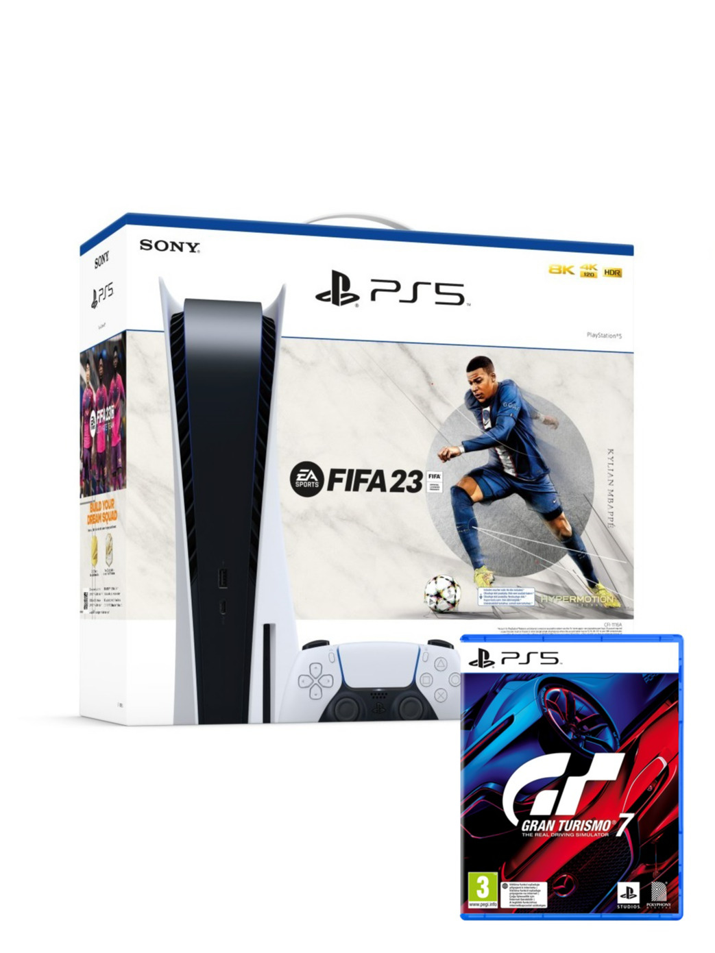 Konzola PlayStation 5 825 GB - Biela + FIFA 23 + Gran Turismo 7 (PS5)