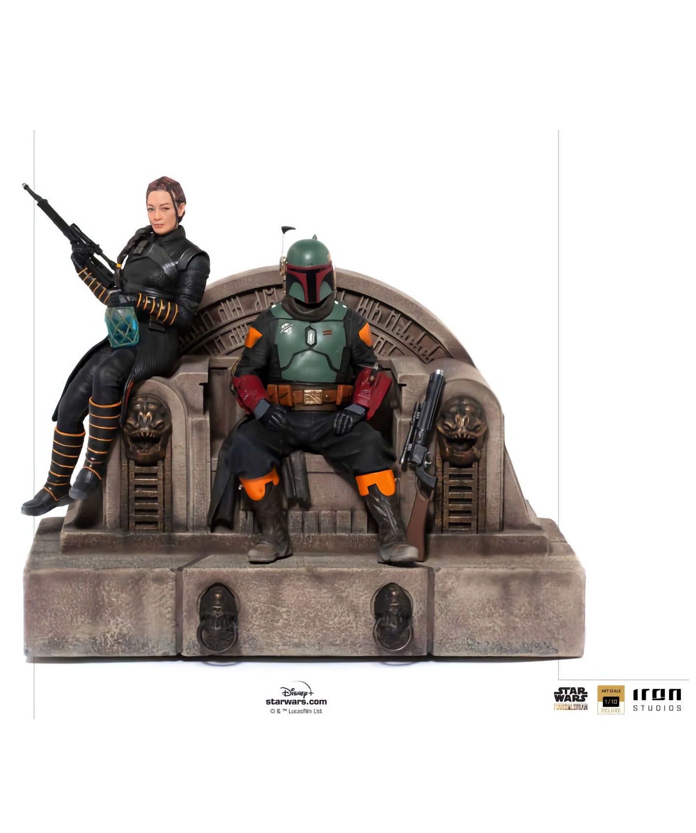 Figúrka Star Wars: The Mandalorian - Boba Fett and Fennec Shand on Throne Deluxe BDS Art Scale 1/10 (Iron Studios)