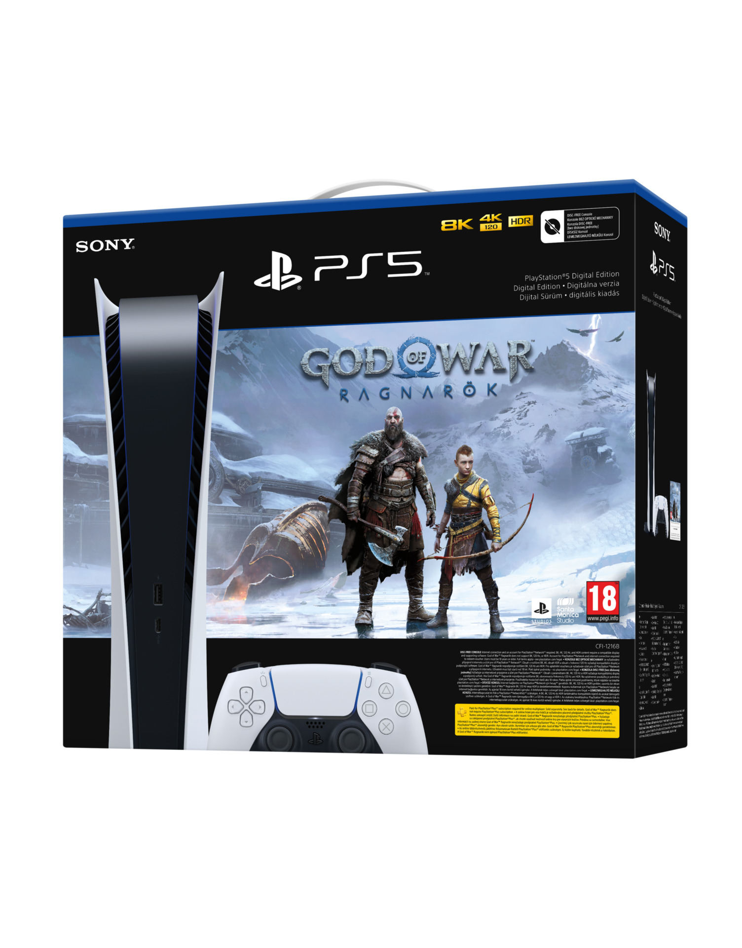 Konzola PlayStation 5 825 GB - Bílá (Digital Edition) + God of War Ragnarok (PS5)