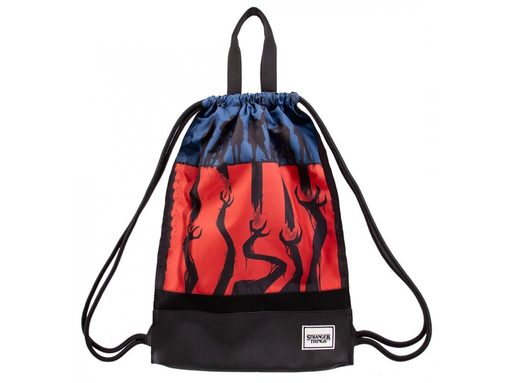 Konix Stranger Things Sac cabas - Taille M 40 x 45 x 20 cm - Matière recyclée - Motif Upside Down - Noir, rouge et bleu